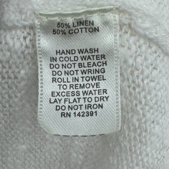 Project white cardigan sweater open front long line linen cotton blend pockets M - Picture 8 of 8